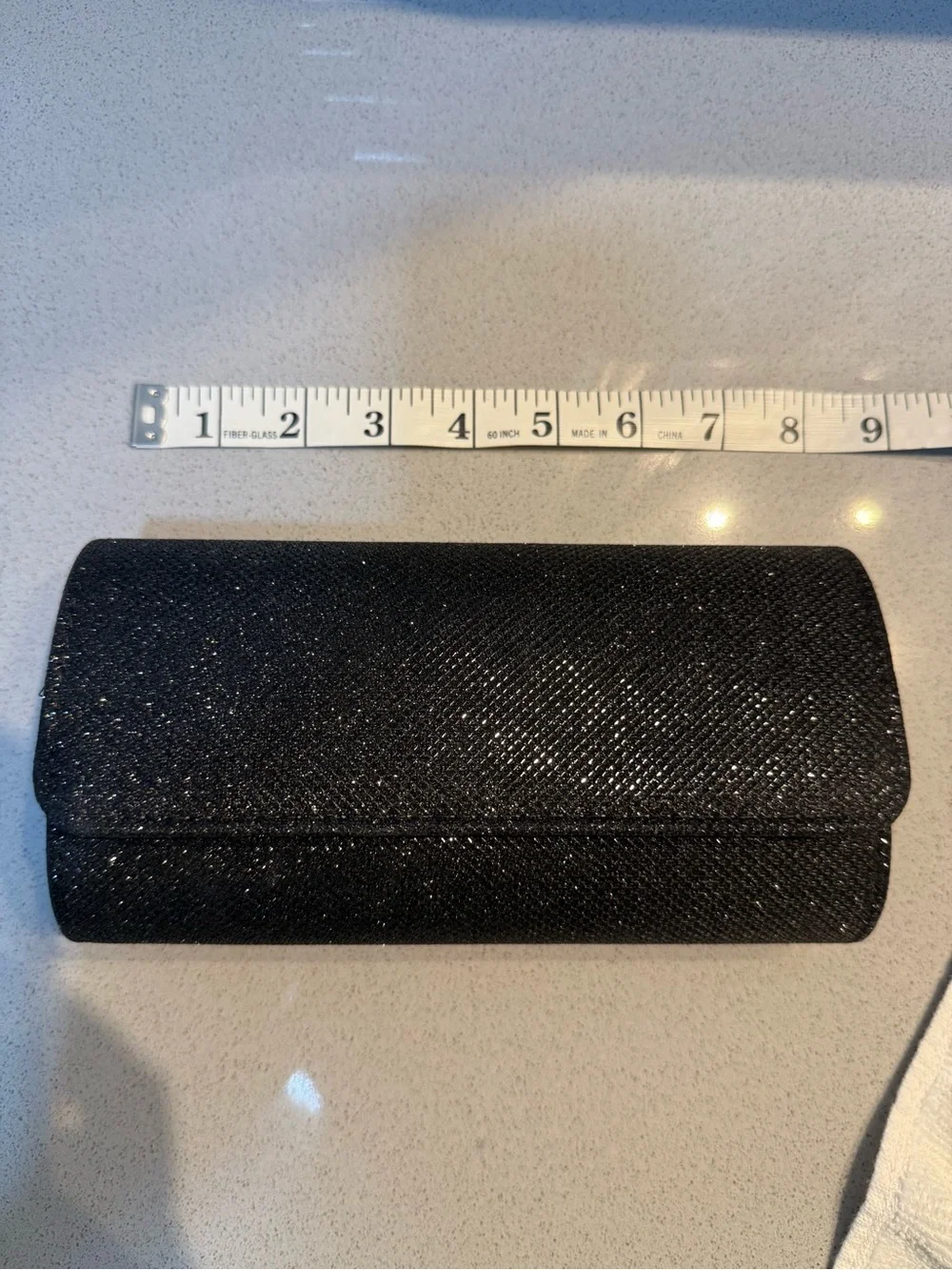 Black Glitter Chain Clutch Bag